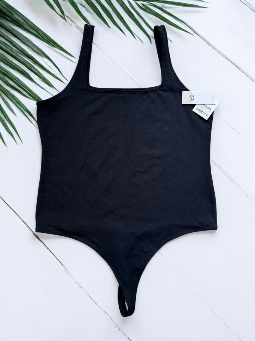 BP. Black Bodysuit XL Square Neck Sleeveless Stretch NWT